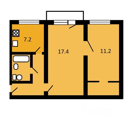 Продажа 2-комнатной квартиры 43,8 м², 4/9 этаж