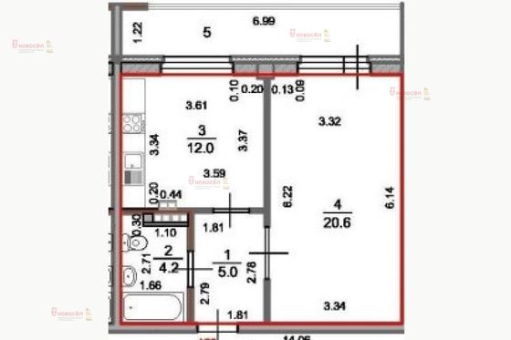 Продажа 1-комнатной квартиры 42 м², 10/12 этаж