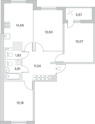 Продажа 3-комнатной квартиры 73,6 м², 4/8 этаж