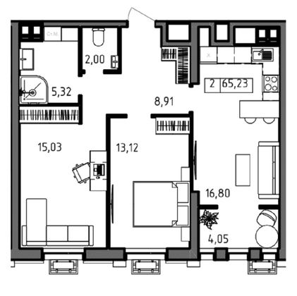 Продажа 2-комнатной квартиры 65,2 м², 6/23 этаж