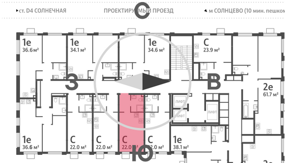 Продажа квартиры-студии 22 м², 23/24 этаж