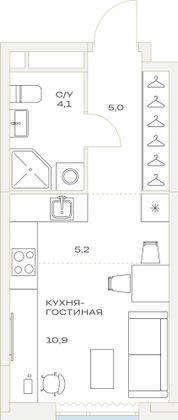 Продажа квартиры-студии 25,2 м², 9/23 этаж