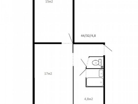 Продажа 2-комнатной квартиры 44 м², 4/5 этаж