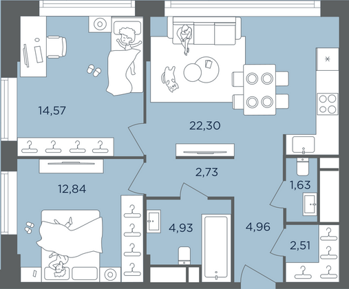 Продажа 2-комнатной квартиры 66,5 м², 33/41 этаж