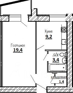 Продажа 1-комнатной квартиры 38 м², 1/5 этаж