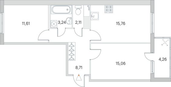 Продажа 2-комнатной квартиры 58,6 м², 4/8 этаж