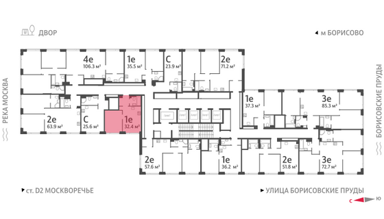 Продажа 1-комнатной квартиры 32,4 м², 45/52 этаж