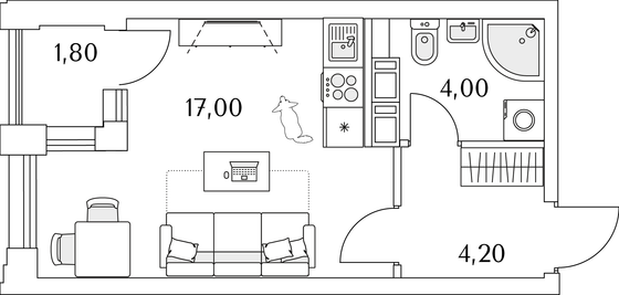 26,1 м², студия, 3/13 этаж