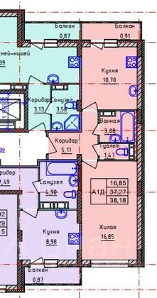 Продажа 1-комнатной квартиры 38,2 м², 5/10 этаж