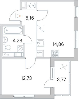 Продажа 1-комнатной квартиры 38,9 м², 5/5 этаж