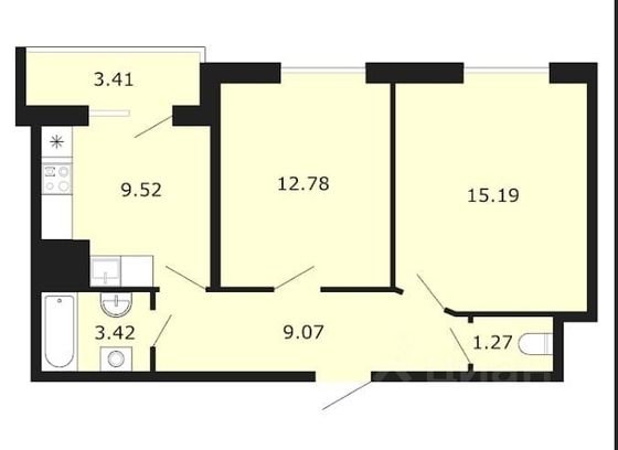 Продажа 2-комнатной квартиры 51,3 м², 22/24 этаж