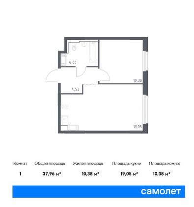 38 м², 1-комн. квартира, 5/11 этаж