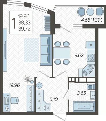 Продажа 2-комнатной квартиры 57,8 м², 10/14 этаж