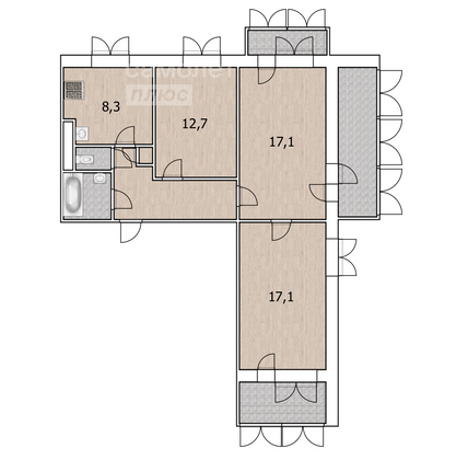 Продажа 3-комнатной квартиры 67,7 м², 9/9 этаж