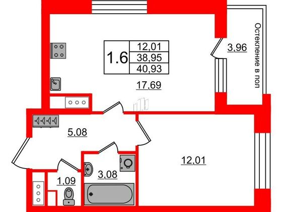 Продажа 1-комнатной квартиры 39 м², 5/10 этаж