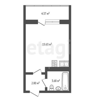 Продажа квартиры-студии 23,2 м², 5/16 этаж