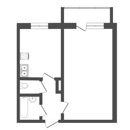 38 м², 1-комн. квартира, 1/9 этаж