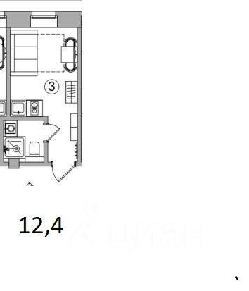 Продажа квартиры-студии 12,4 м², 1/3 этаж