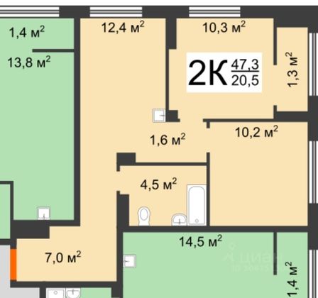 Продажа 2-комнатной квартиры 47 м², 18/25 этаж