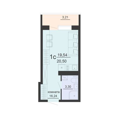 Продажа 1-комнатной квартиры 20,5 м², 12/20 этаж