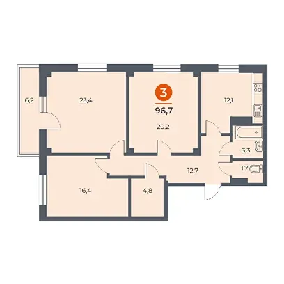 Продажа 3-комнатной квартиры 97 м², 12/18 этаж