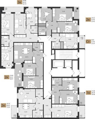Продажа 3-комнатной квартиры 83,2 м², 2/16 этаж