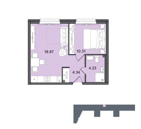 37,8 м², 2-комн. квартира, 3/29 этаж