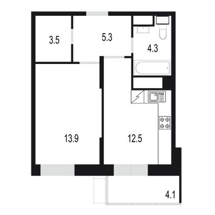 43,6 м², 1-комн. квартира, 21/25 этаж