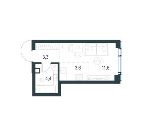 Продажа квартиры-студии 22,6 м², 15/37 этаж