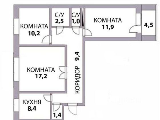 Продажа 3-комнатной квартиры 62,8 м², 10/10 этаж