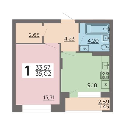 Продажа 1-комнатной квартиры 35 м², 16/24 этаж