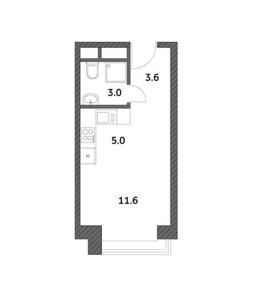 Продажа квартиры-студии 23,3 м², 8/19 этаж