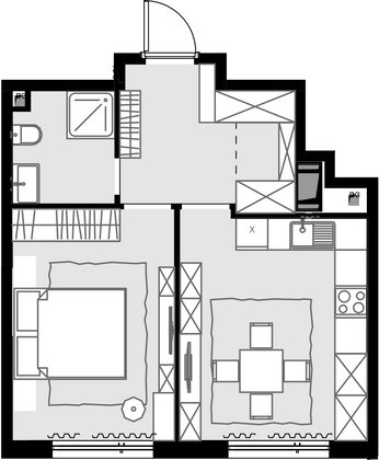 38,8 м², 1-комн. квартира, 21/28 этаж