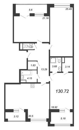 Продажа 4-комнатной квартиры 130,3 м², 6/8 этаж
