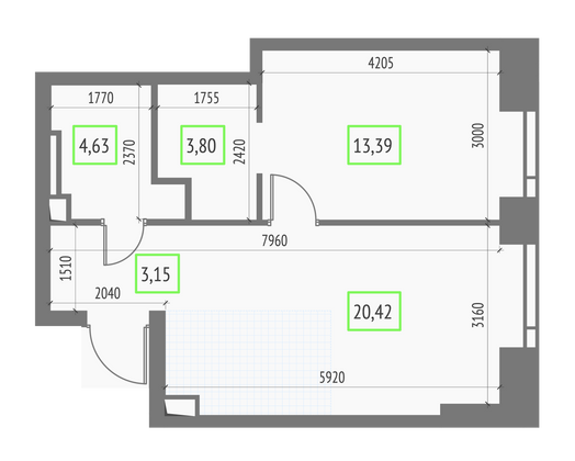 Продажа 1-комнатной квартиры 45,4 м², 25/57 этаж