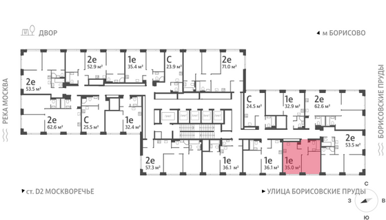 Продажа 1-комнатной квартиры 35 м², 38/52 этаж