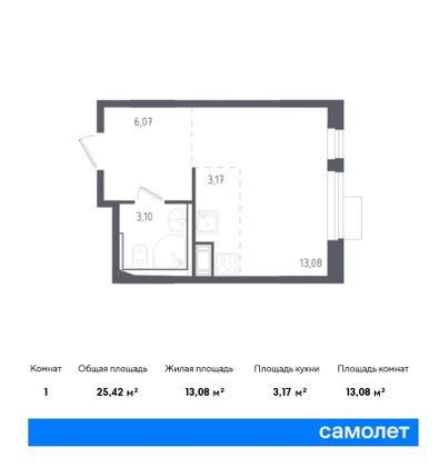 Продажа квартиры-студии 25,4 м², 2/12 этаж