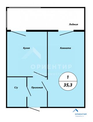 Продажа 1-комнатной квартиры 35,3 м², 2/3 этаж