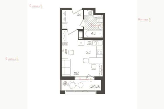 Продажа 1-комнатной квартиры 24 м², 1/5 этаж