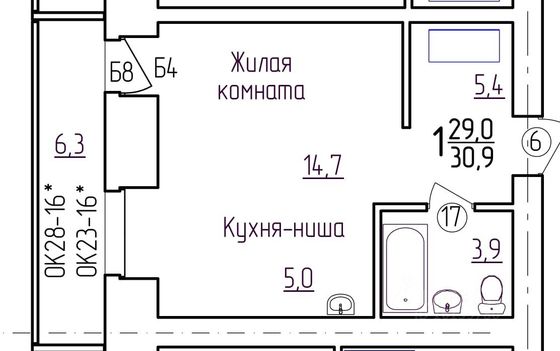 Продажа квартиры-студии 31 м², 4/10 этаж
