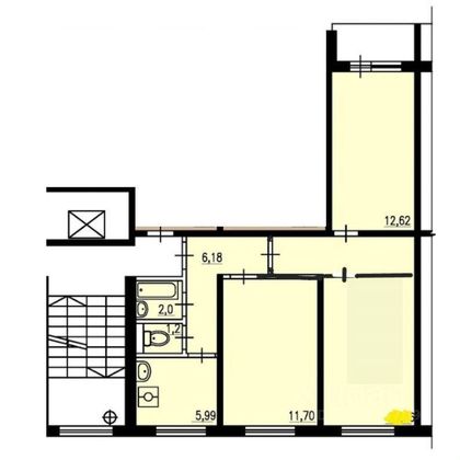 Продажа 3-комнатной квартиры 58 м², 8/9 этаж