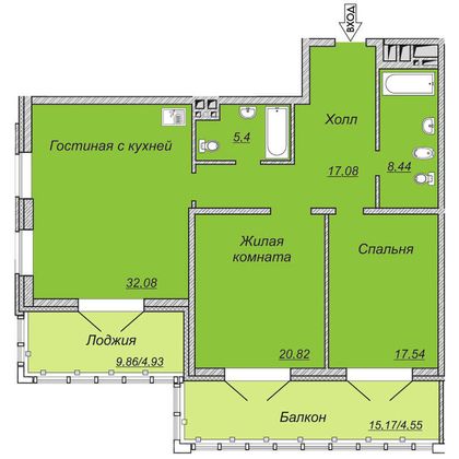 Продажа 3-комнатной квартиры 110,5 м², 5/22 этаж