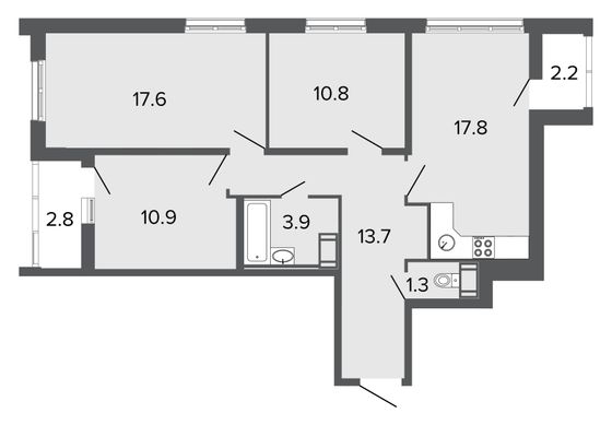 Продажа 4-комнатной квартиры 76 м², 10/24 этаж