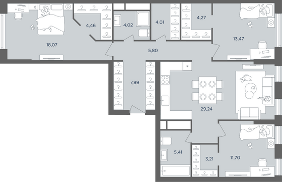 Продажа 4-комнатной квартиры 111,4 м², 28/41 этаж