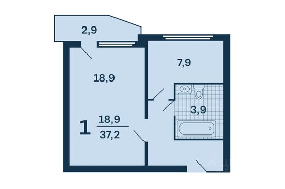 Продажа 1-комнатной квартиры 38,4 м², 12/17 этаж