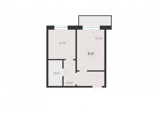Продажа 1-комнатной квартиры 31,6 м², 3/10 этаж