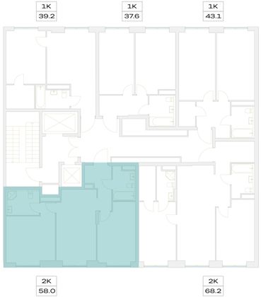 Продажа 2-комнатной квартиры 57,7 м², 14/23 этаж