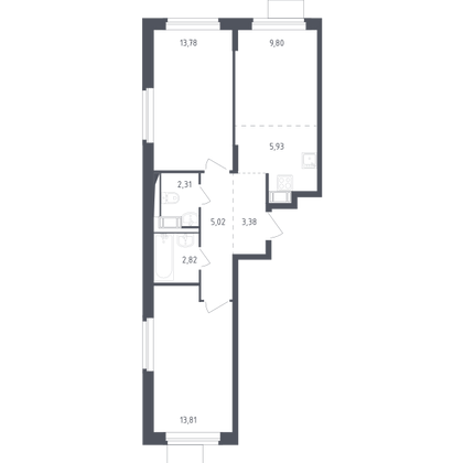 34,3 м², 1-комн. квартира, 5/12 этаж