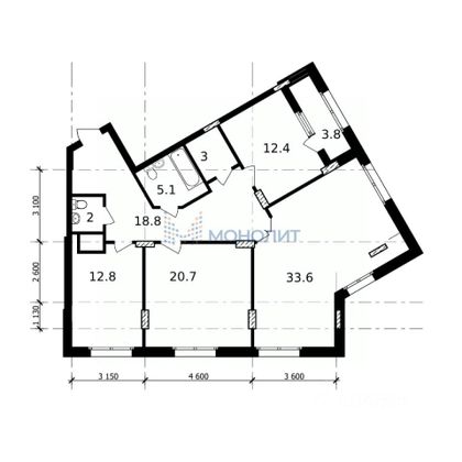 Продажа 3-комнатной квартиры 112,4 м², 18/21 этаж