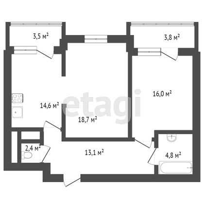 Продажа 2-комнатной квартиры 69,6 м², 20/26 этаж